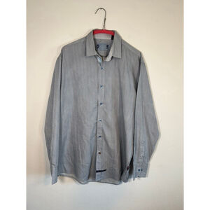 Men's English Laundry L White Blue Pattern Casual Button Down Shirt